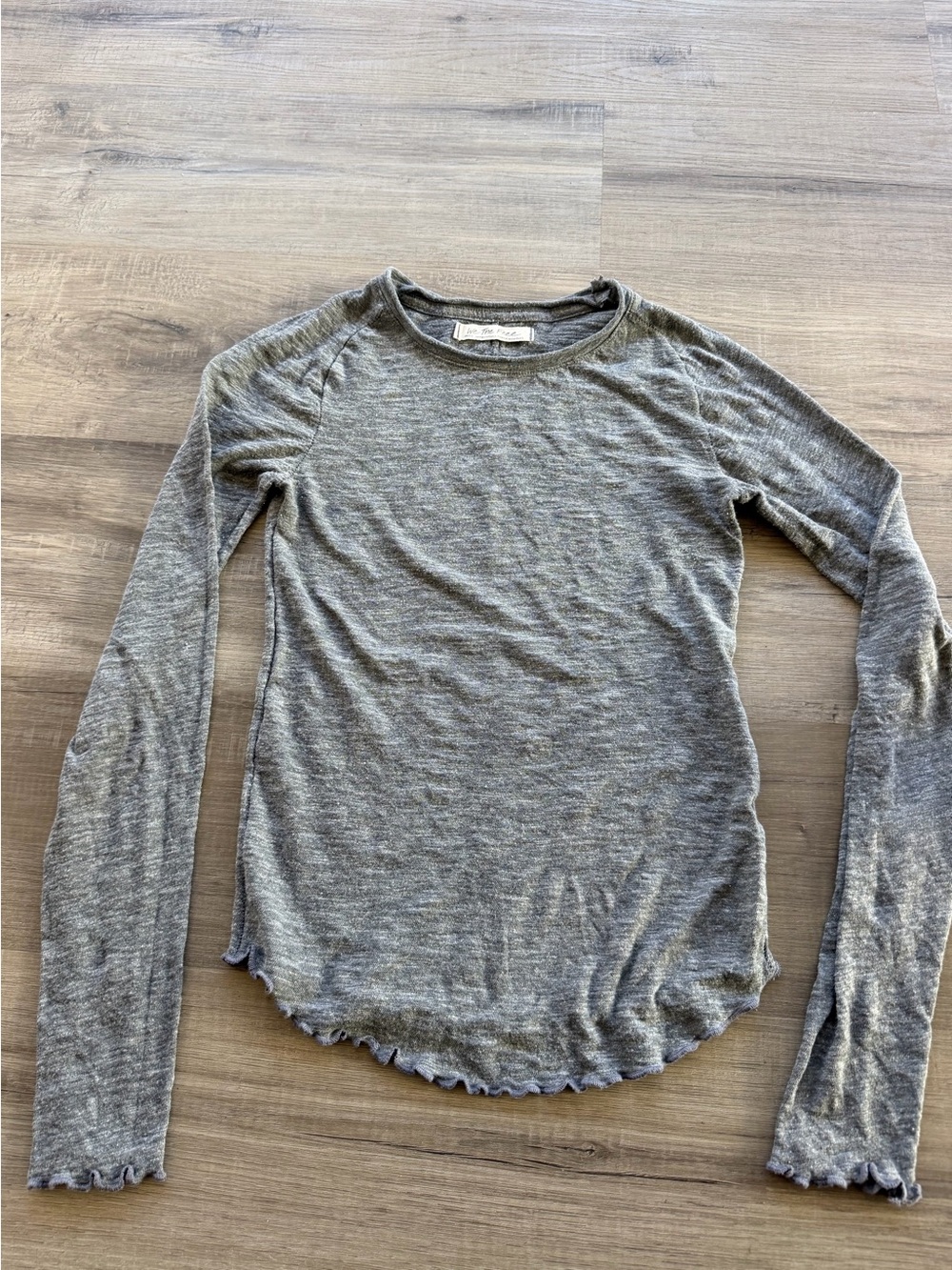 We The Free Heather Gray Long-Sleeve Slub Crewneck